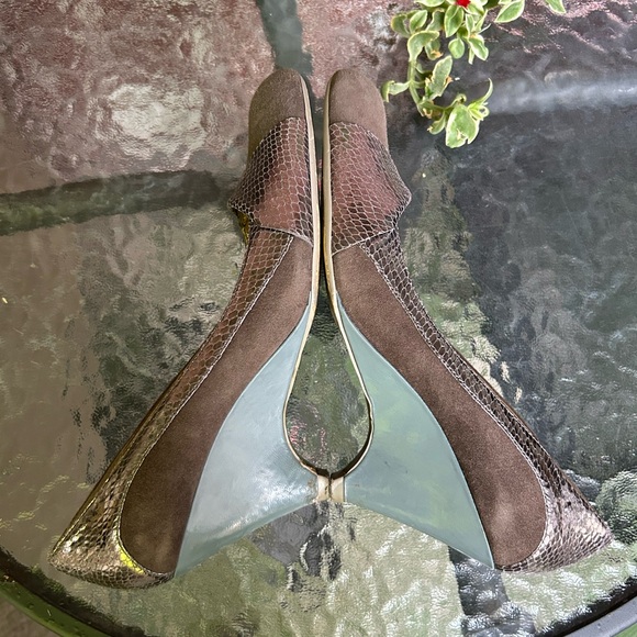 Poetic licence | brown suede wedge heels with golden snakeskin details | sz 6.5 - Picture 5 of 12